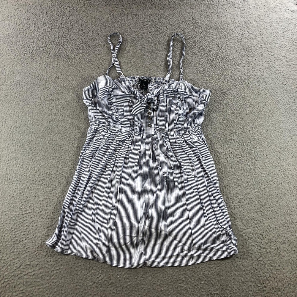 Torrid Cami Womens 0 Blue White Stripe Babydoll Tie Front Smocked Back Button